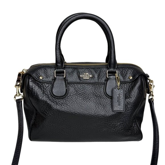 Coach F36677 Mini Bennett Black Pebbled Leather Satchel 2 Way - Picture 1 of 11